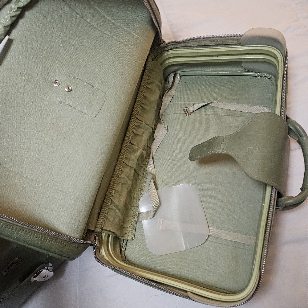Vintage Samsonite Caribbea II Suitcase Luggage Set Dark Green Avocado 60-70's. - Picture 3 of 6